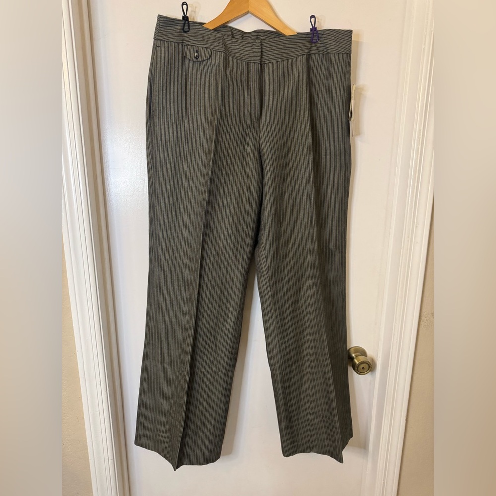 NWT Jones New York Collection Womens Blue Tan Pinstripe Silk Blend Dress Pants